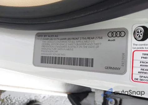 2013 Audi A6 3.0T Premium from USA, damaged, VIN WAUGGAFC3DN087643